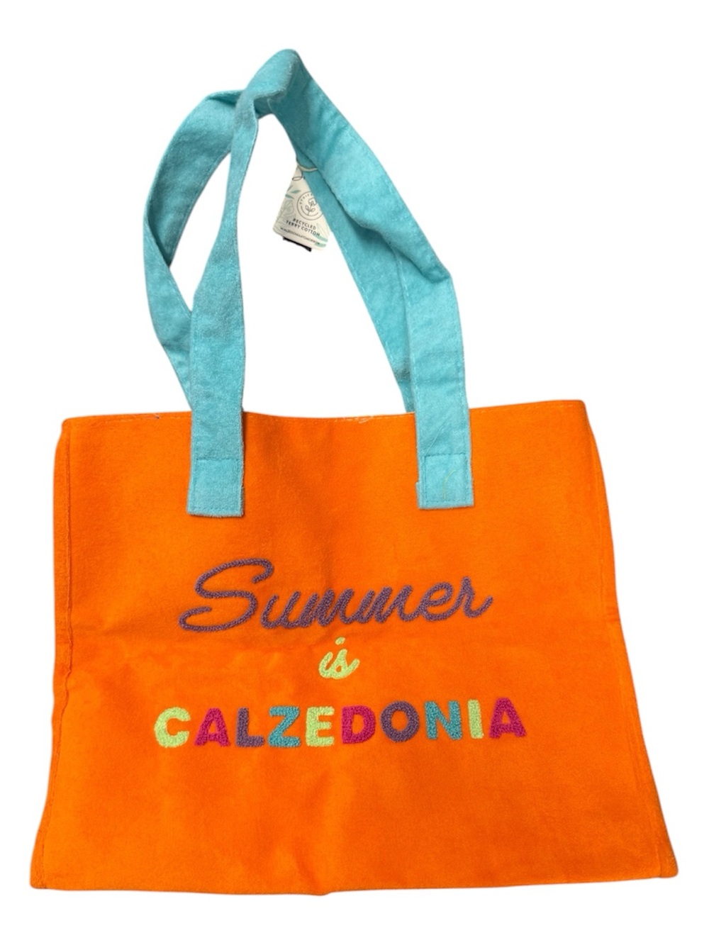 Calzedonia Orange & blue Beach bag with Turquoise Handles